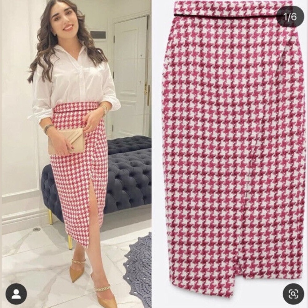 ZARA TWEED MIDI SKIRT